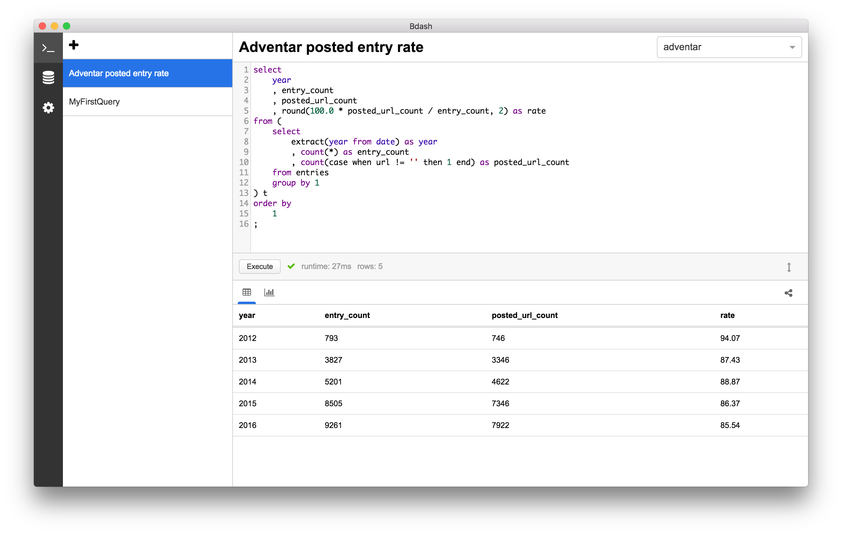 Simple SQL Client for lightweight data analysis.