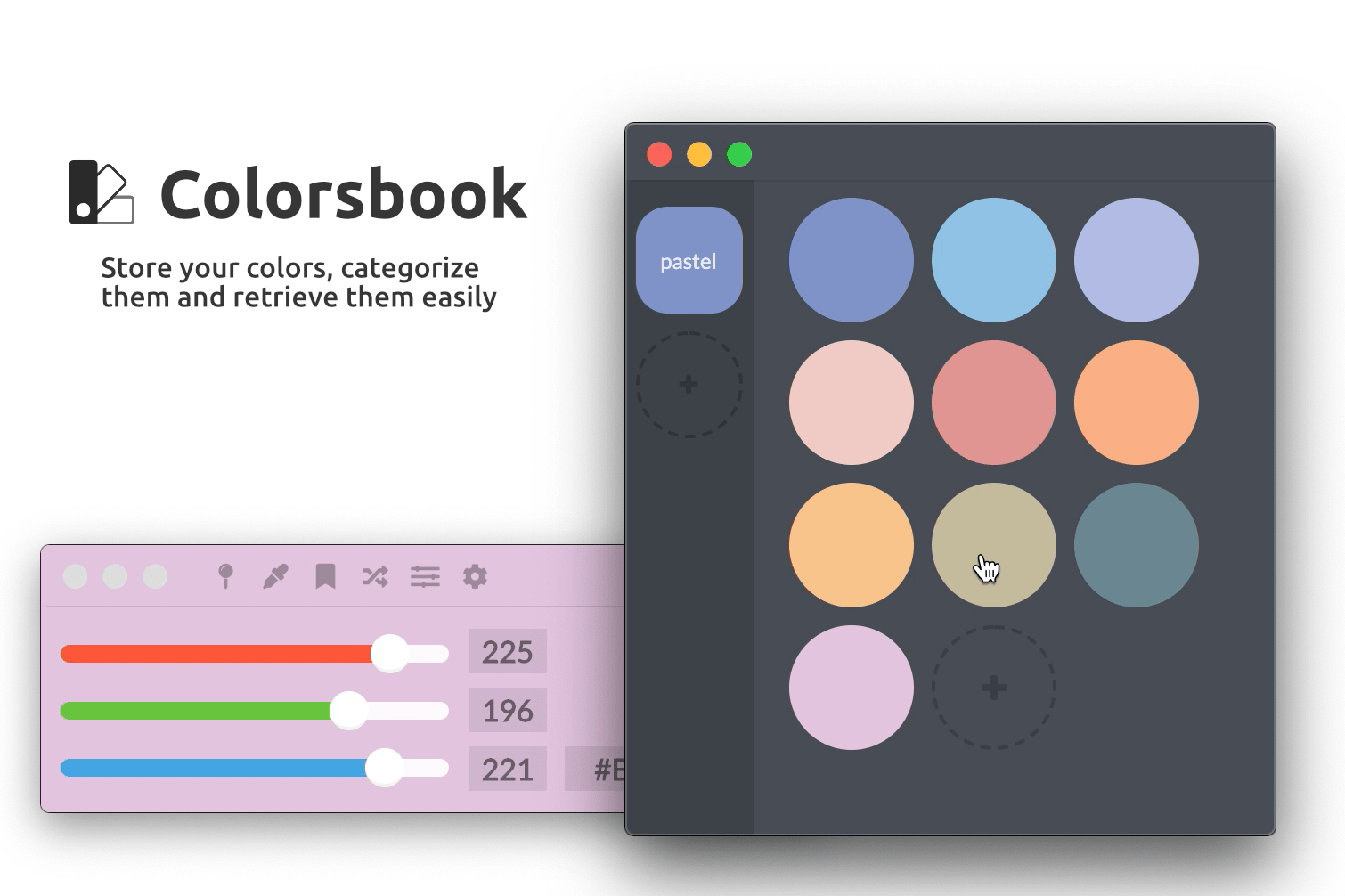 A mininal but complete colorpicker desktop app