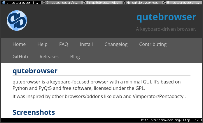 qutebrowserA keyboard-driven, vim-like browser based on Python and Qt.