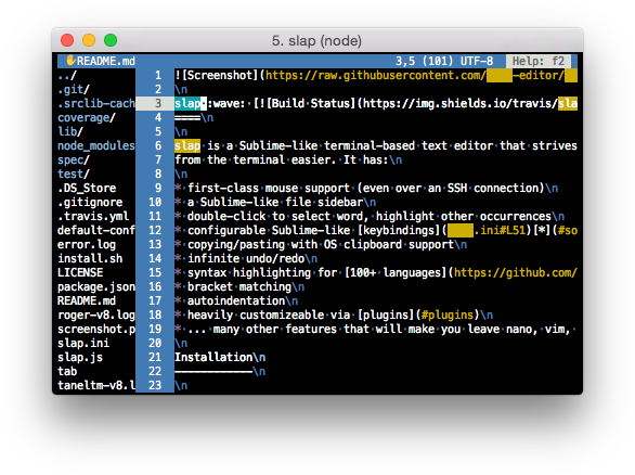 slapSublime-like terminal-based text editor