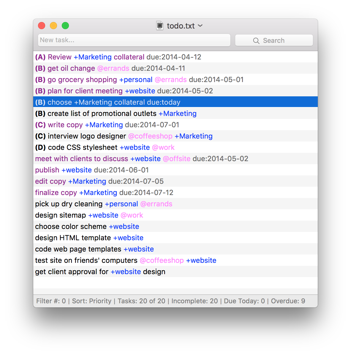 TodoTxtMacnative minimal keyboard-driven todo/ task manager for macOS